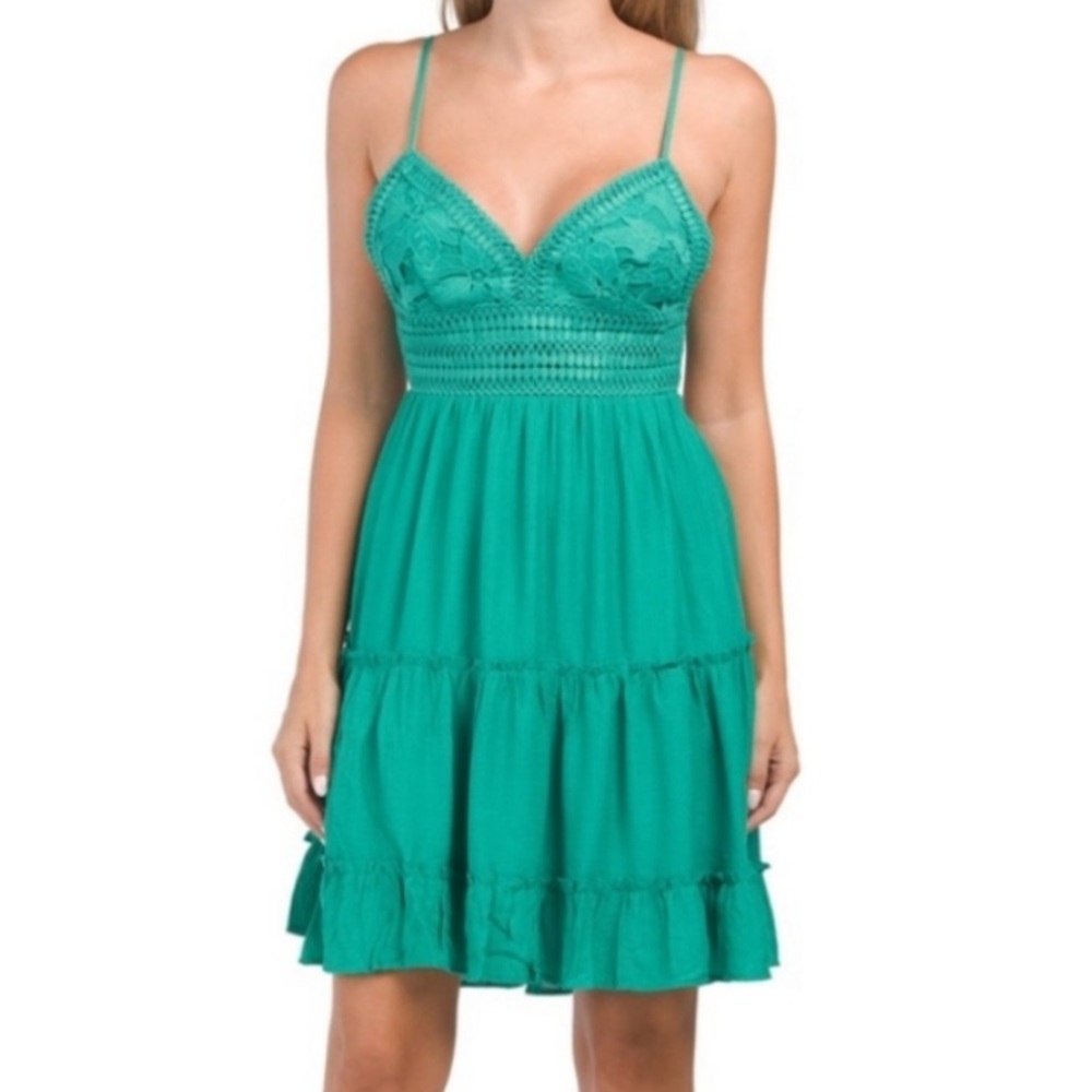 NWOT LoveTree Green eyelet top dress